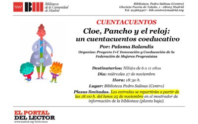Presentación del cuento coeducativo “Cloe, Pancho y el reloj”: 27 de noviembre.